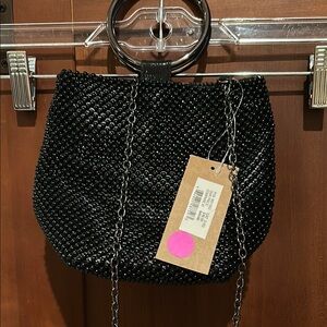 Mix It Black Beaded Clutch with Chain Strap